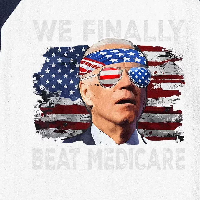 Joe Biden We Finally Beat Medicare Funny Biden Baseball Sleeve Shirt