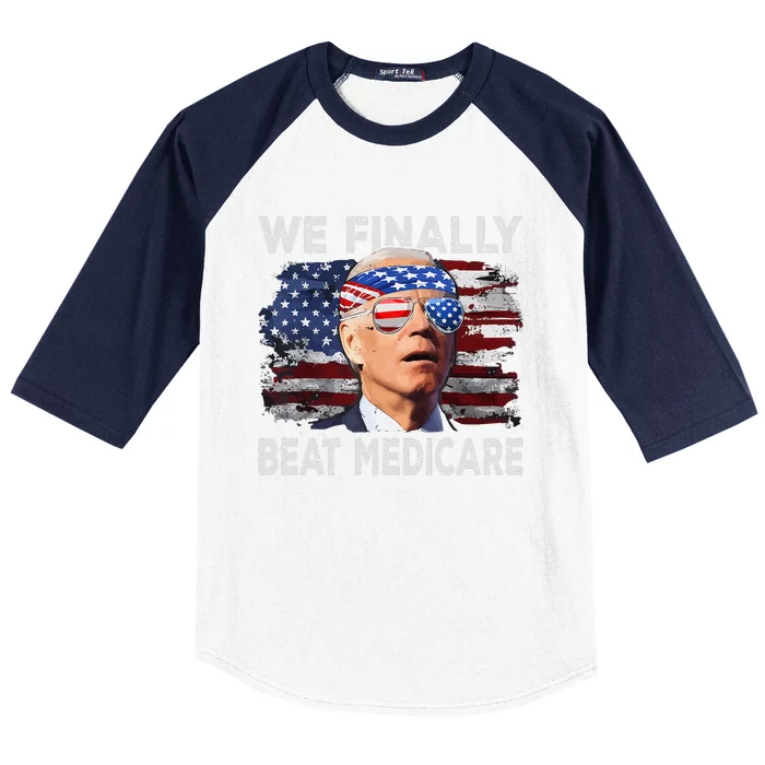 Joe Biden We Finally Beat Medicare Funny Biden Baseball Sleeve Shirt