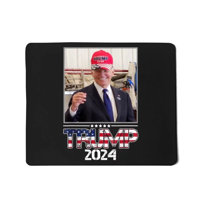 Joe Biden Wearing A Trump Hat Election 2024 Funny Mousepad