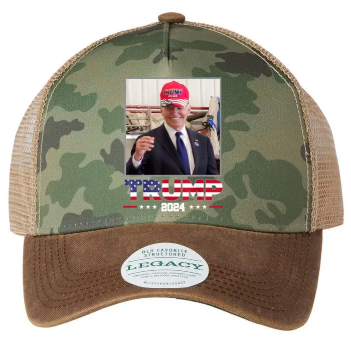 Joe Biden Wearing A Trump Hat Election 2024 Funny Legacy Tie Dye Trucker Hat