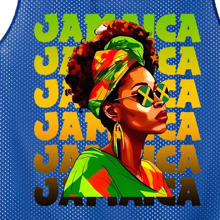 Jamaican Black Woman Melanin Jamaican Girl Afro Hair Pride Mesh Reversible Basketball Jersey Tank