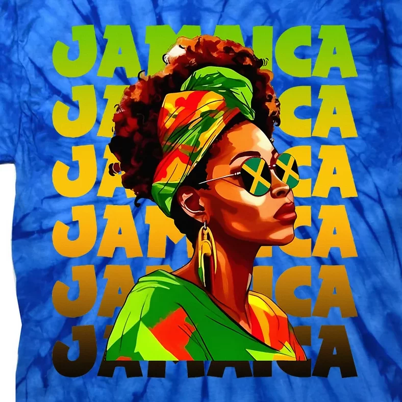 Jamaican Black Woman Melanin Jamaican Girl Afro Hair Pride Tie-Dye T-Shirt