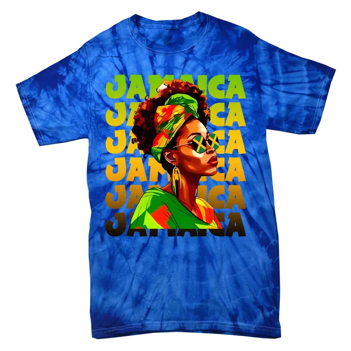 Jamaican Black Woman Melanin Jamaican Girl Afro Hair Pride Tie-Dye T-Shirt