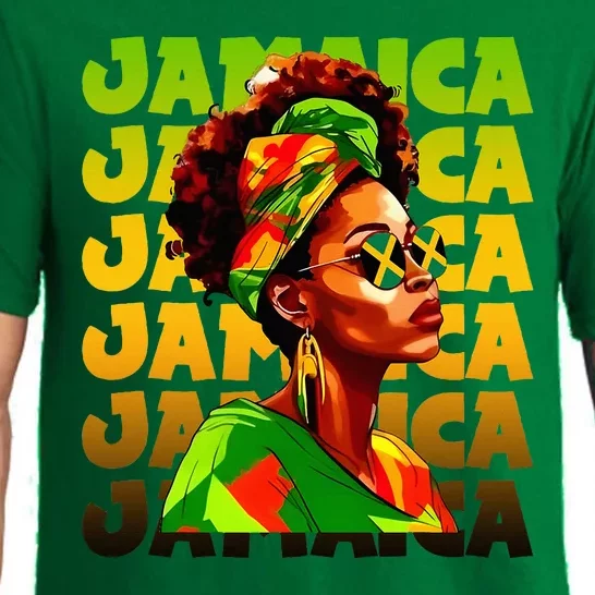 Jamaican Black Woman Melanin Jamaican Girl Afro Hair Pride Pajama Set