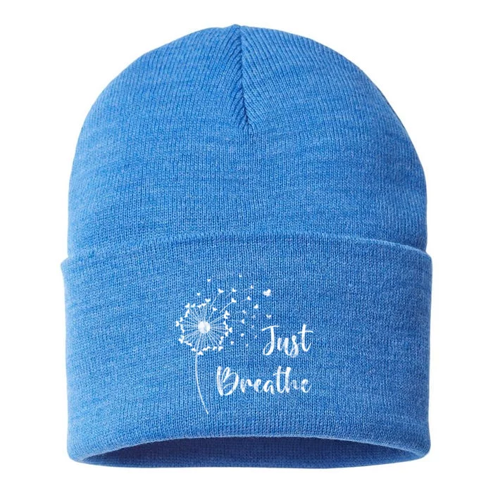 Just Breathe With Dandelions Design Gift Sustainable Knit Beanie