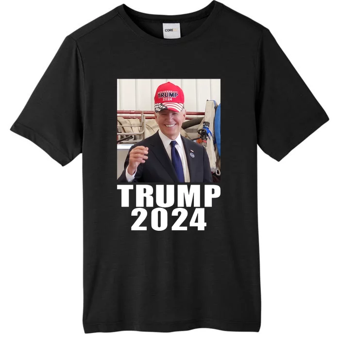 Joe Biden Wearing Trump 2024 Hat ChromaSoft Performance T-Shirt