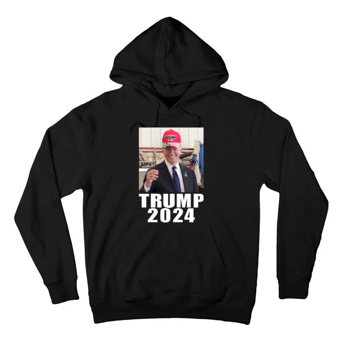 Joe Biden Wearing Trump 2024 Hat Tall Hoodie