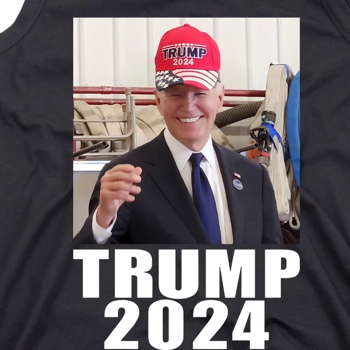 Joe Biden Wearing Trump 2024 Hat Tank Top