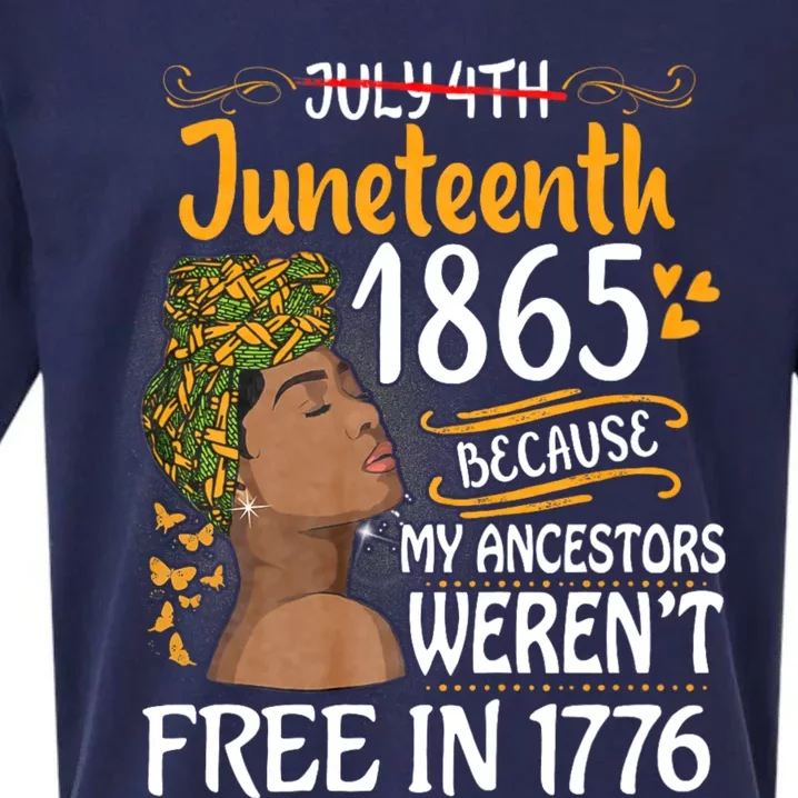 Juneteenth Black Women Because My Ancestor WerenT Free 1776 Sueded Cloud Jersey T-Shirt