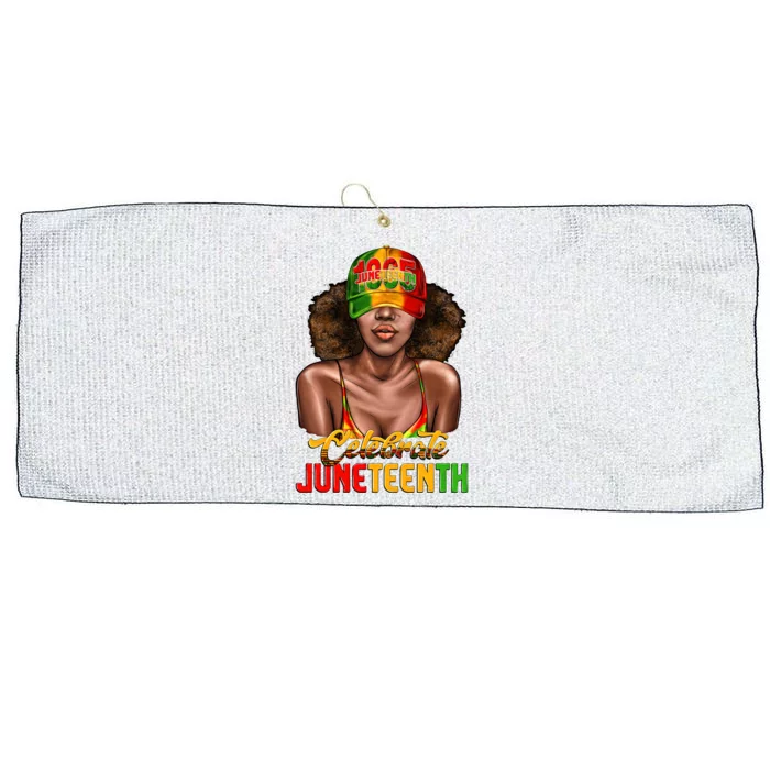 Juneteenth Black Woman Fashion Girl Juneteenth 1865 Black History Month Large Microfiber Waffle Golf Towel