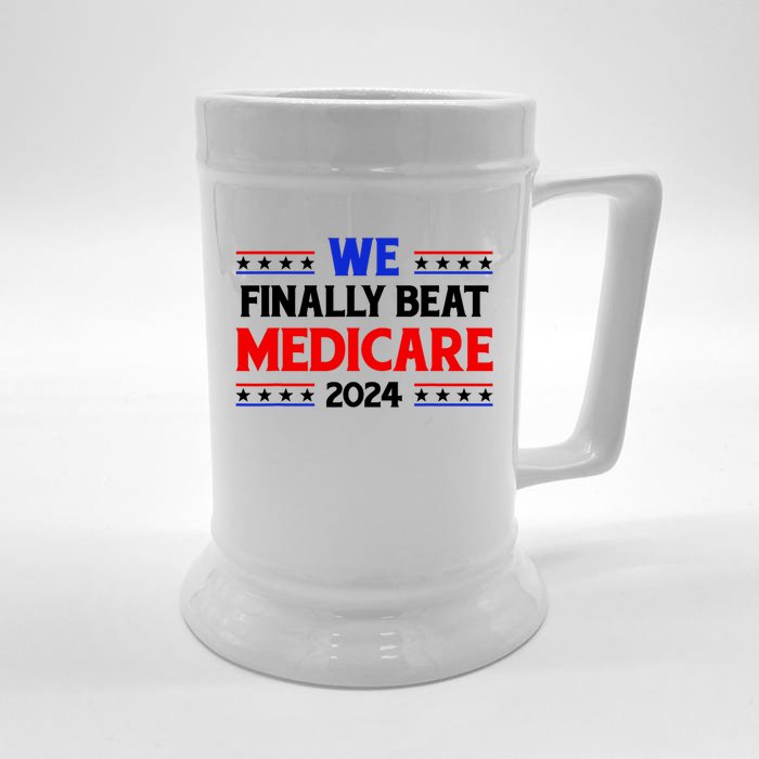 Joe Biden We Finally Beat Medicare Funny Anti Biden Front & Back Beer Stein