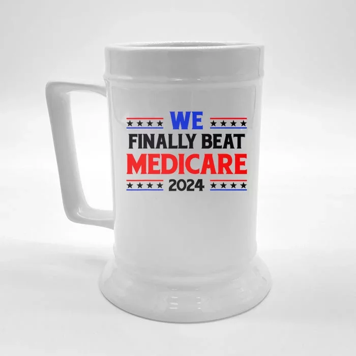 Joe Biden We Finally Beat Medicare Funny Anti Biden Front & Back Beer Stein