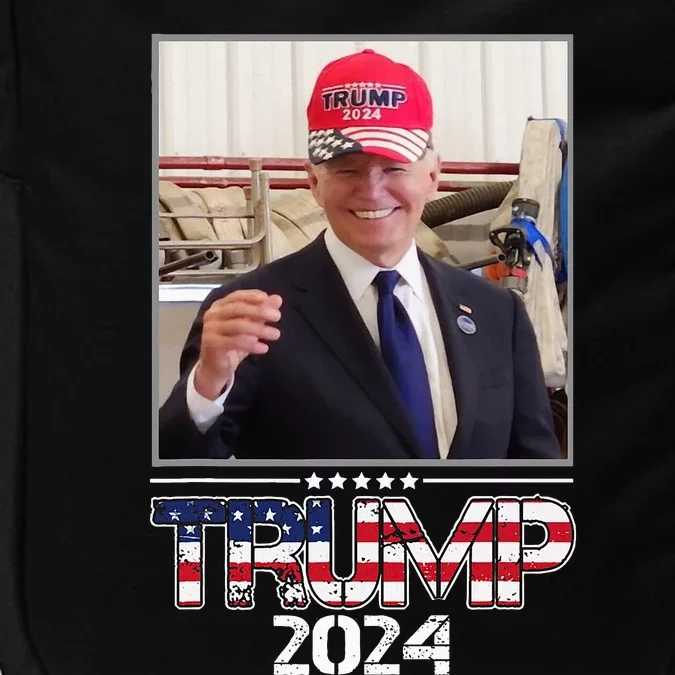 Joe Biden Wearing A Trump Hat Election 2024 Impact Tech Backpack