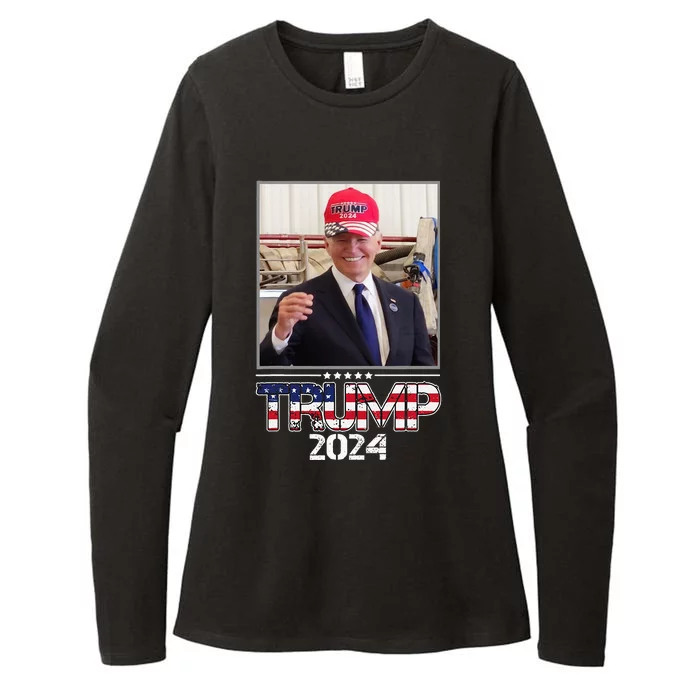 Joe Biden Wearing A Trump Hat Election 2024 Womens CVC Long Sleeve Shirt