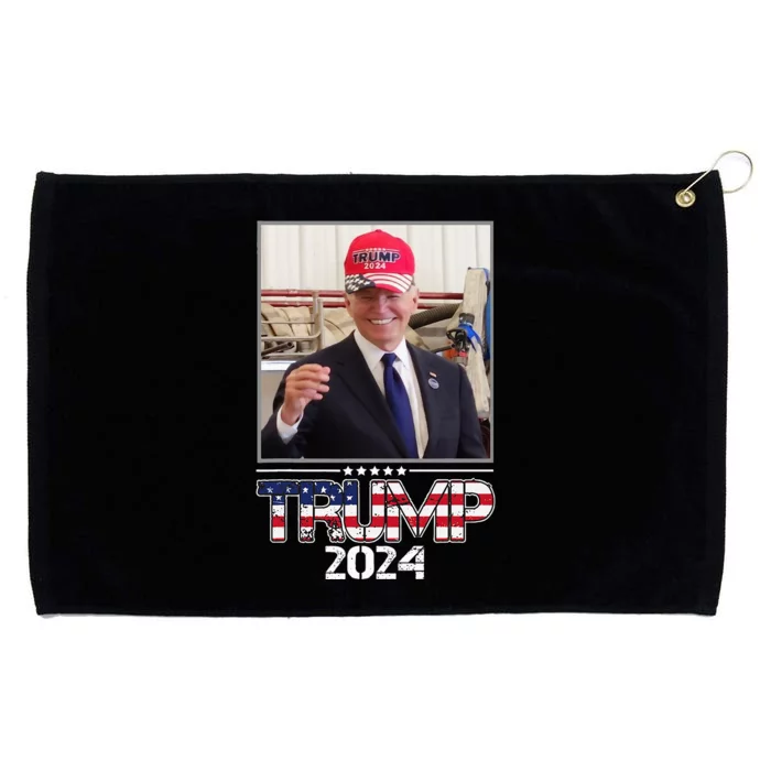 Joe Biden Wearing A Trump Hat Election 2024 Grommeted Golf Towel