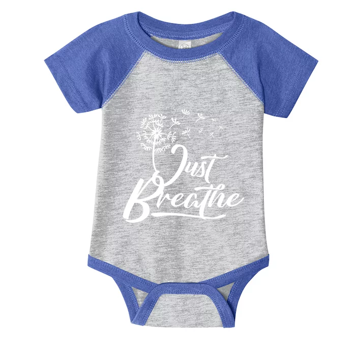 Just Breathe Yoga Meditation Mindfulness Dandelion Wind Funny Gift Infant Baby Jersey Bodysuit