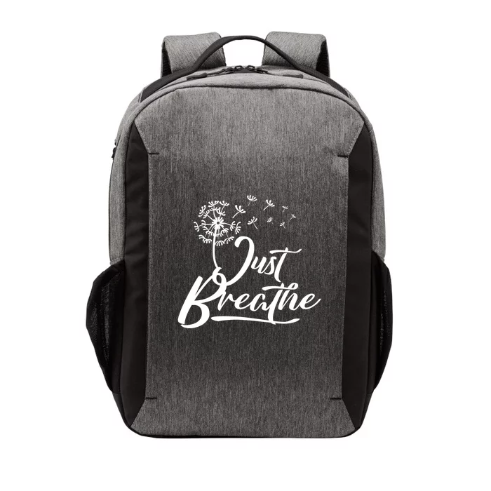 Just Breathe Yoga Meditation Mindfulness Dandelion Wind Funny Gift Vector Backpack