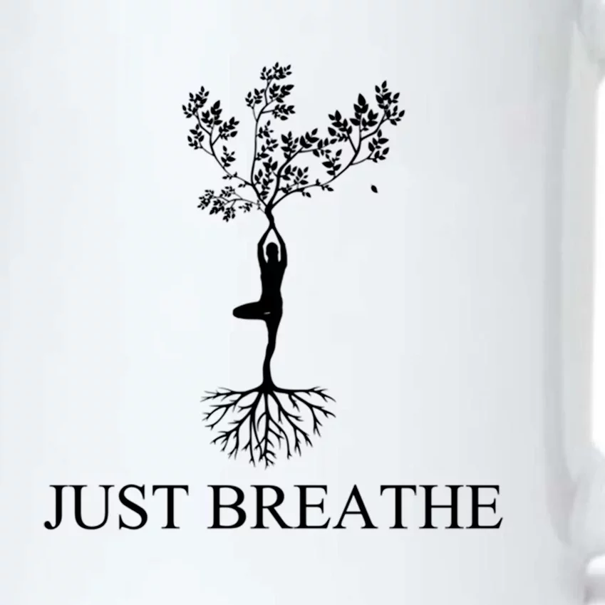 Just Breathe Yoga Funny Gift Black Color Changing Mug