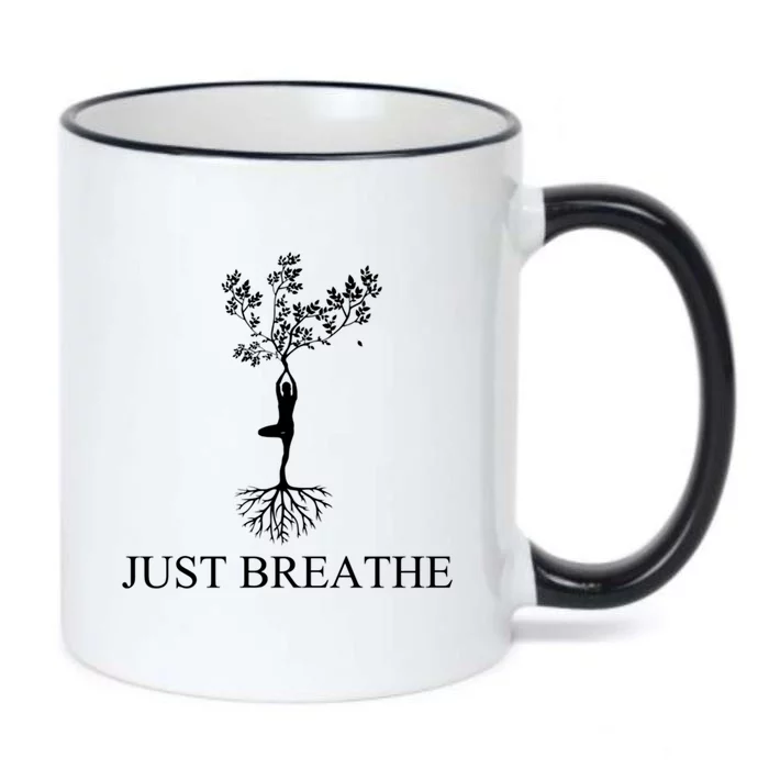 Just Breathe Yoga Funny Gift Black Color Changing Mug