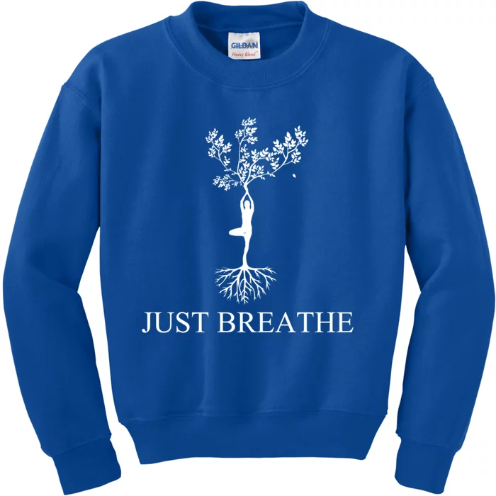 Just Breathe Yoga Funny Gift Kids Sweatshirt