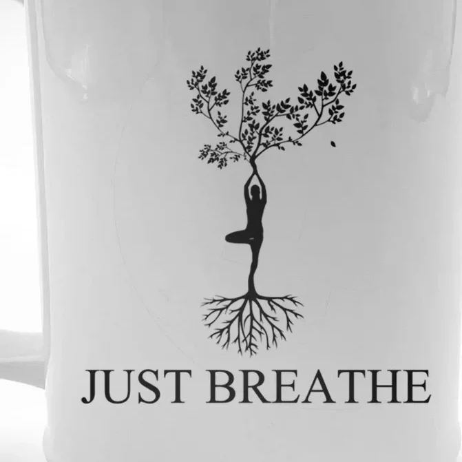 Just Breathe Yoga Funny Gift Front & Back Beer Stein