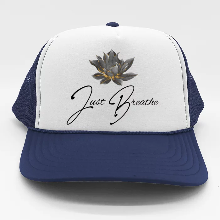 Just Breathe Yoga Yellow Gift Trucker Hat