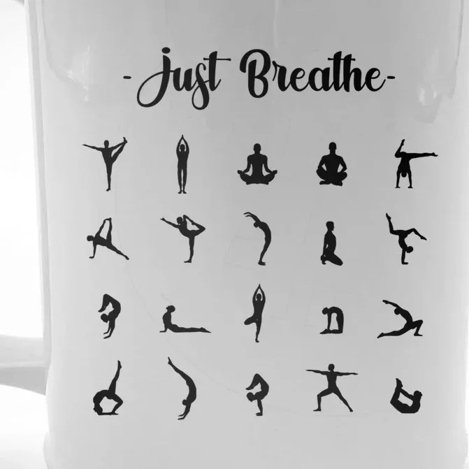 Just Breathe Yoga Meditation Gift Front & Back Beer Stein