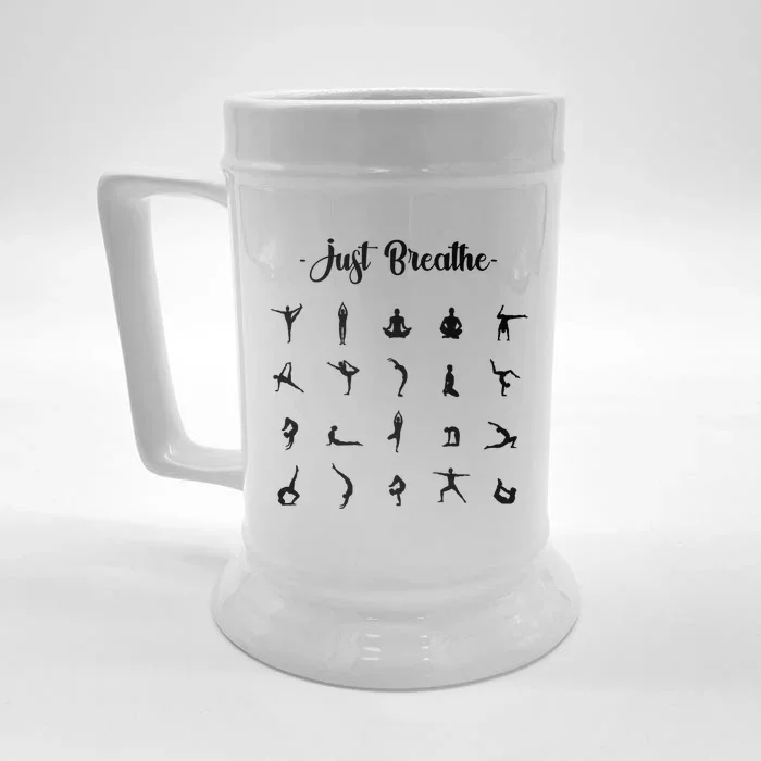 Just Breathe Yoga Meditation Gift Front & Back Beer Stein