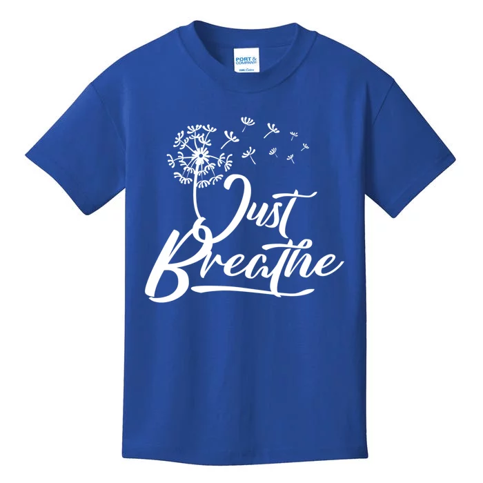 Just Breathe Yoga Meditation Mindfulness Dandelion Wind Great Gift Kids T-Shirt