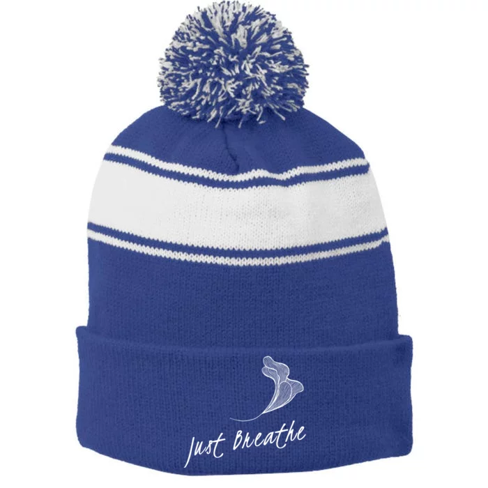 Just Breathe Yoga Gift Stripe Pom Pom Beanie