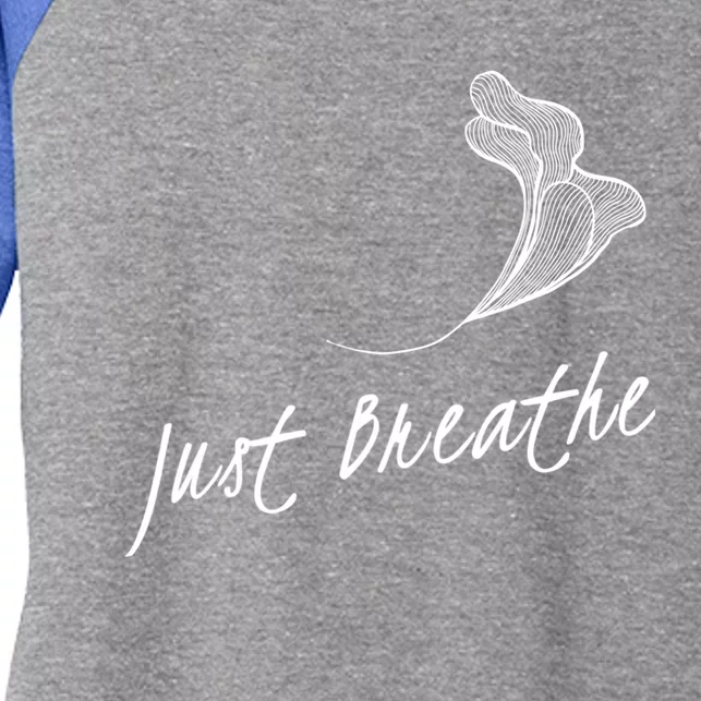 Just Breathe Yoga Gift Women's Tri-Blend 3/4-Sleeve Raglan Shirt