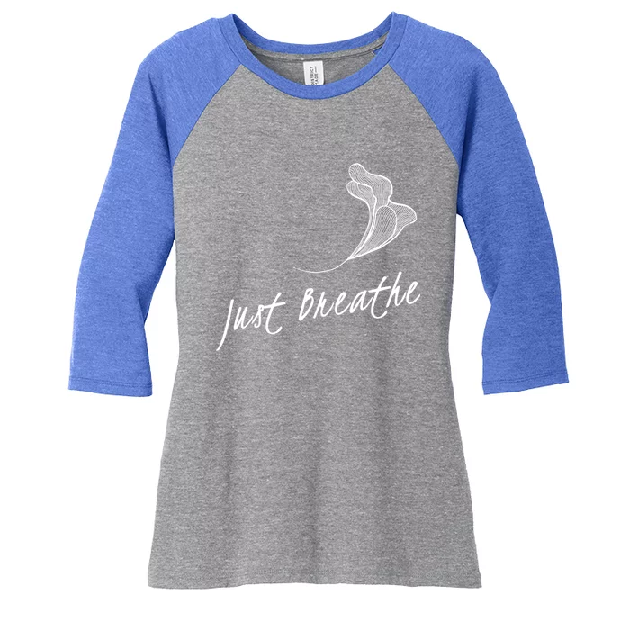 Just Breathe Yoga Gift Women's Tri-Blend 3/4-Sleeve Raglan Shirt