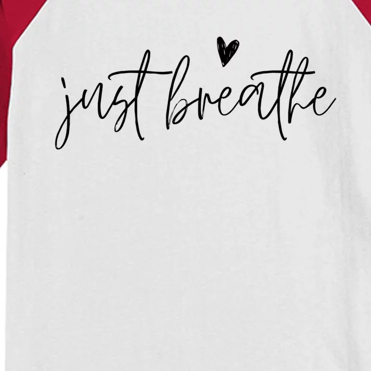 Just Breathe Yogi Yoga Mom Lover Teacher Meditation Gift Kids Colorblock Raglan Jersey