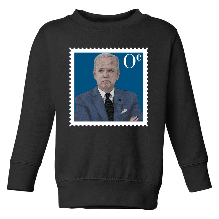 Joe Biden Zero Cents Stamp 0 Funny Worthless President Toddler Sweatshirt