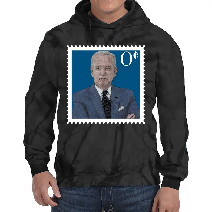 Joe Biden Zero Cents Stamp 0 Funny Worthless President Tie Dye Hoodie