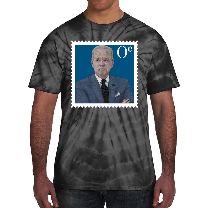 Joe Biden Zero Cents Stamp 0 Funny Worthless President Tie-Dye T-Shirt