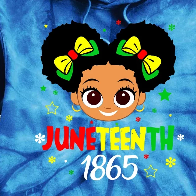 Juneteenth Celebrating 1865 Cute Black Girl Tie Dye Hoodie