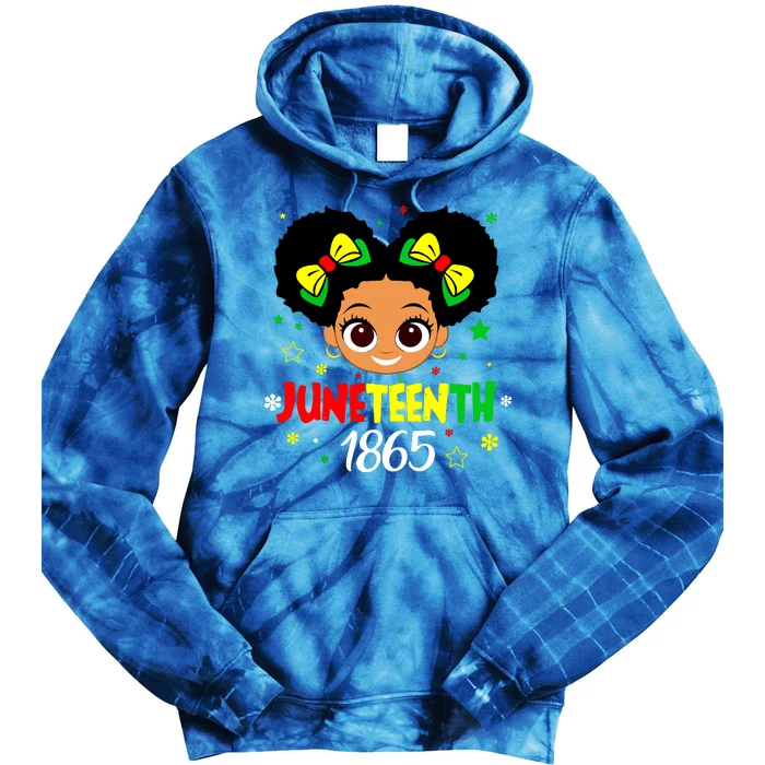 Juneteenth Celebrating 1865 Cute Black Girl Tie Dye Hoodie