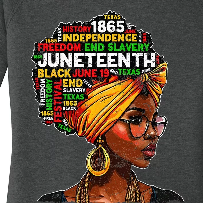 Juneteenth Celebrate 1865 Afro Black Natural Hair Wo Women's Perfect Tri Tunic Long Sleeve Shirt