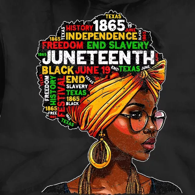 Juneteenth Celebrate 1865 Afro Black Natural Hair Wo Tie Dye Hoodie