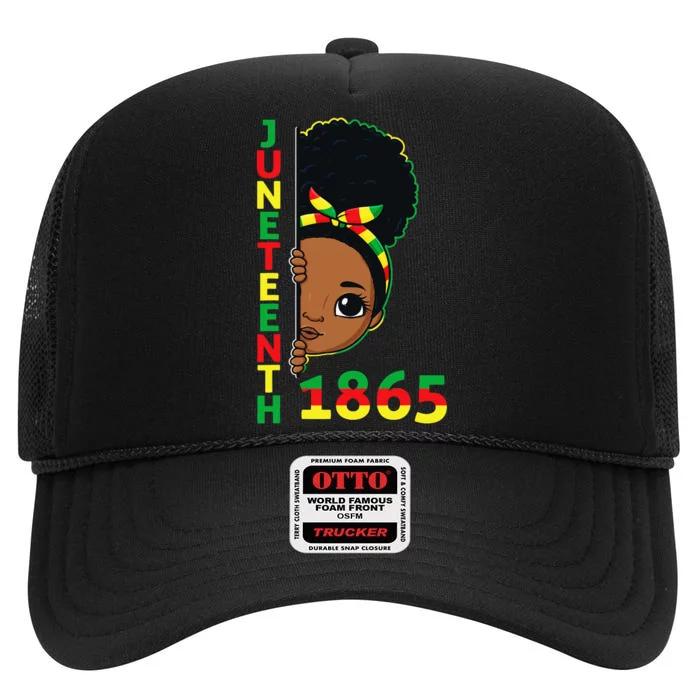 Juneteenth Celebrating 1865 Brown Skin Princess High Crown Mesh Trucker Hat