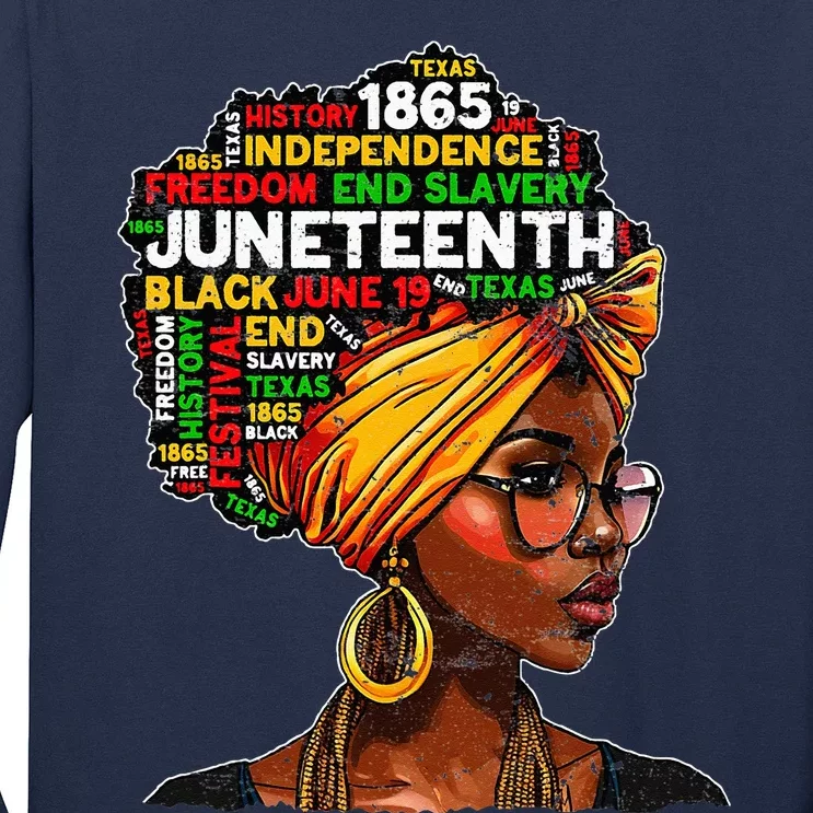 Juneteenth Celebrate 1865 Afro Black Natural Hair Long Sleeve Shirt