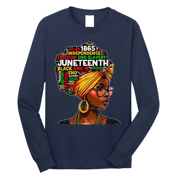 Juneteenth Celebrate 1865 Afro Black Natural Hair Long Sleeve Shirt