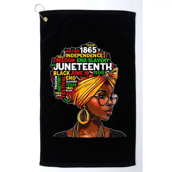 Juneteenth Celebrate 1865 Afro Black Natural Hair Platinum Collection Golf Towel