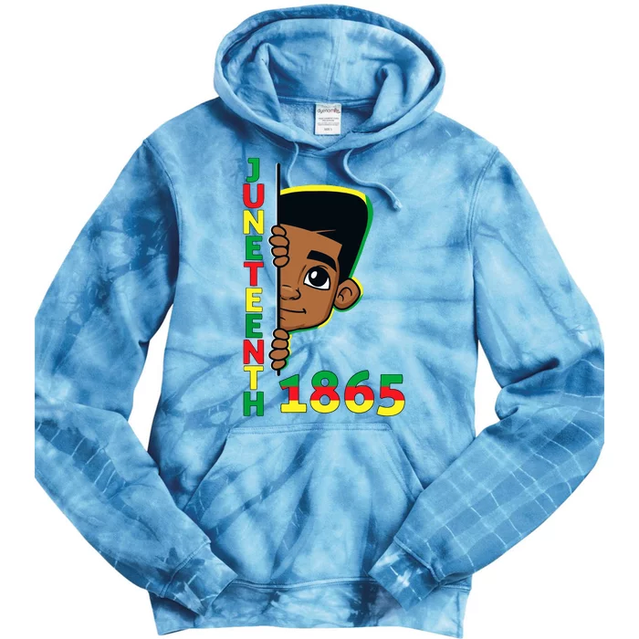 Juneteenth Celebrating 1865 Cool Brown Skin King Boy Tie Dye Hoodie