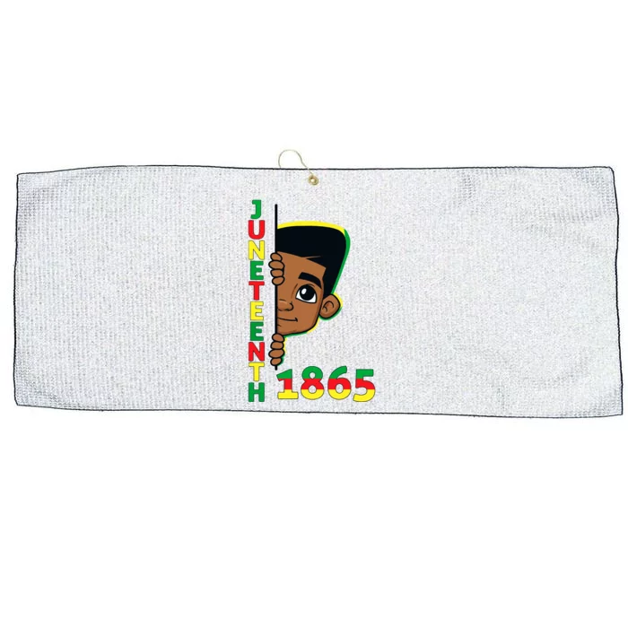 Juneteenth Celebrating 1865 Cool Brown Skin King Boy Large Microfiber Waffle Golf Towel