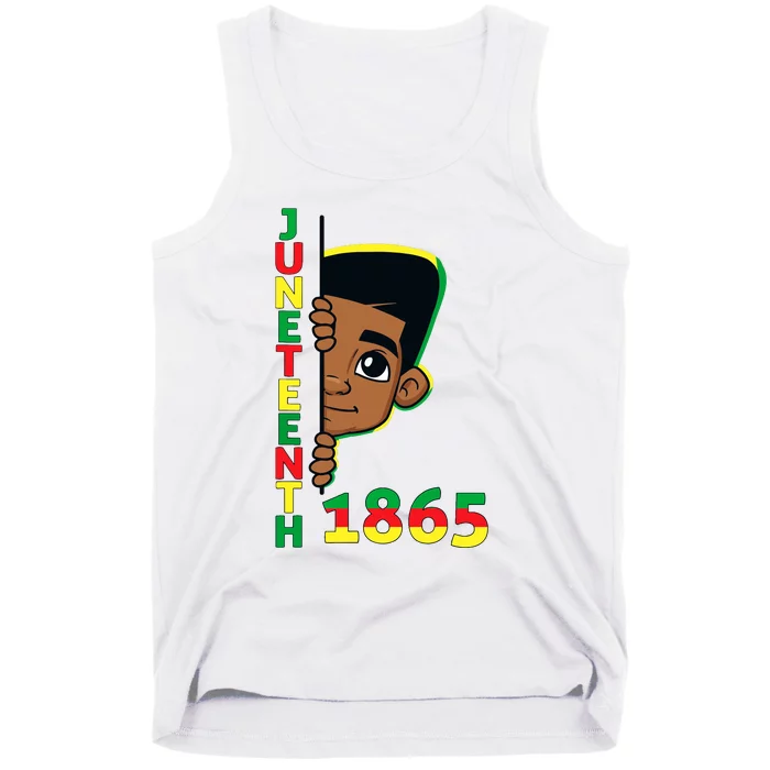 Juneteenth Celebrating 1865 Cool Brown Skin King Boy Tank Top