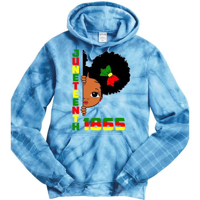 Juneteenth Celebrating 1865 Cute Black Girl Tie Dye Hoodie