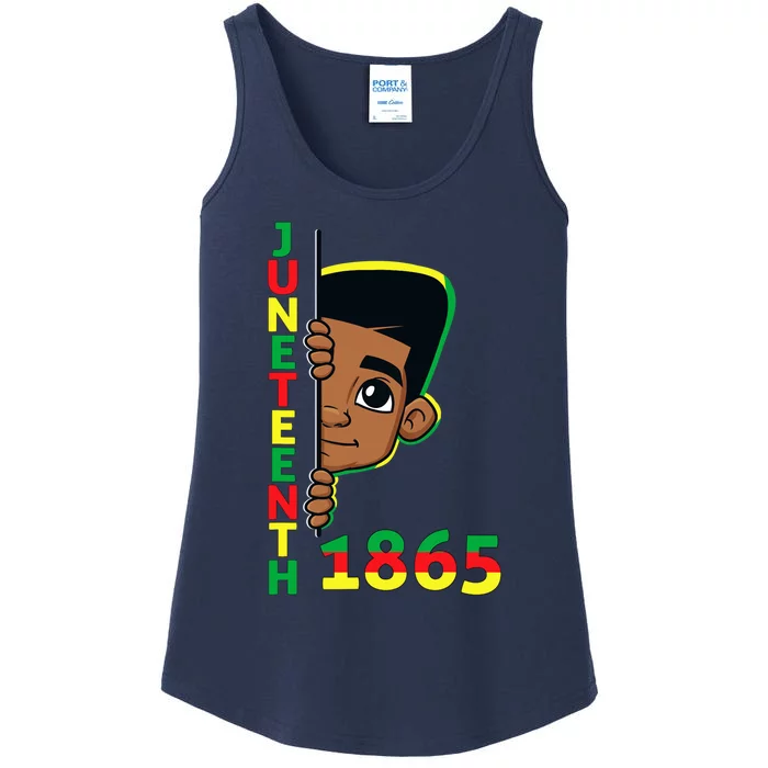 Juneteenth Celebrating 1865 Cool Brown Skin King Boy Ladies Essential Tank