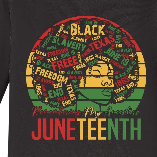 Juneteenth Celebrate 1865 Afro Woman Baby Long Sleeve Bodysuit